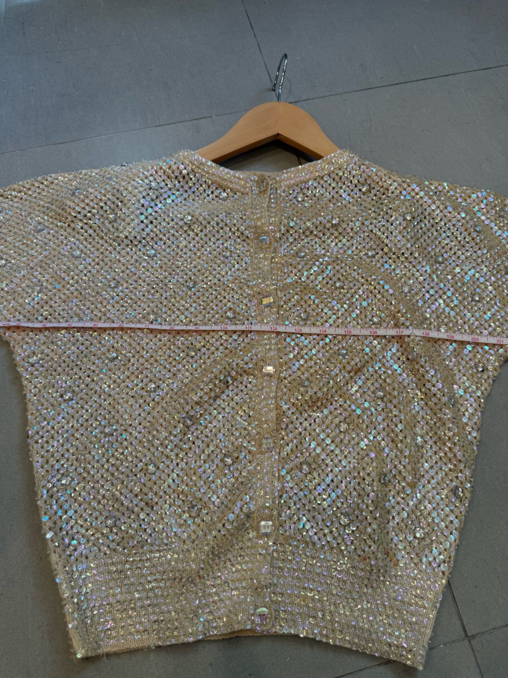 VINTAGE Sequined Cream Sparkle Women's Sweater - Picture 4 of 15